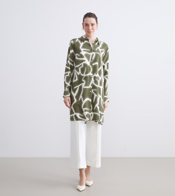 Patterned Long Sleeves Shirt Tunic