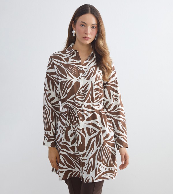 Patterned Long Sleeves Shirt Tunic