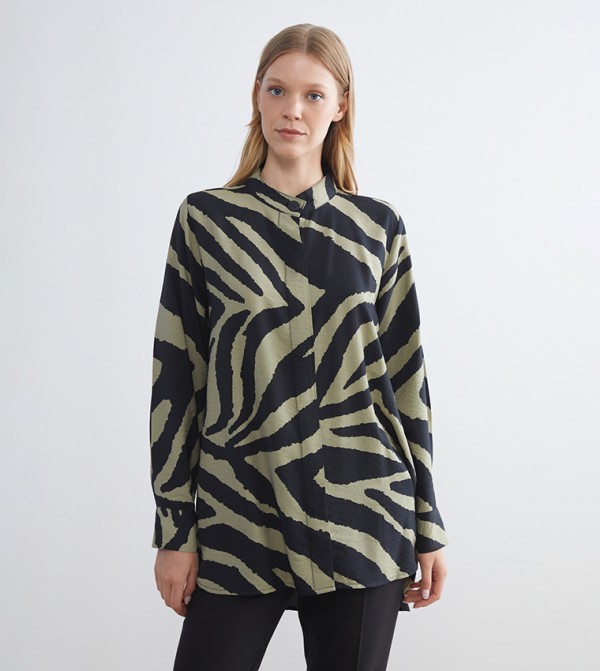 Patterned Long Sleeves Tunic Shirt