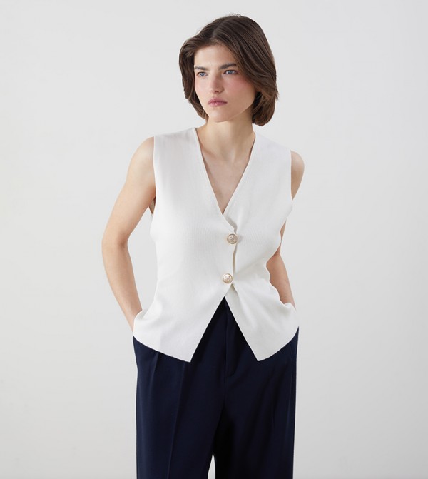 فيست منسوج مرن بياقة V 