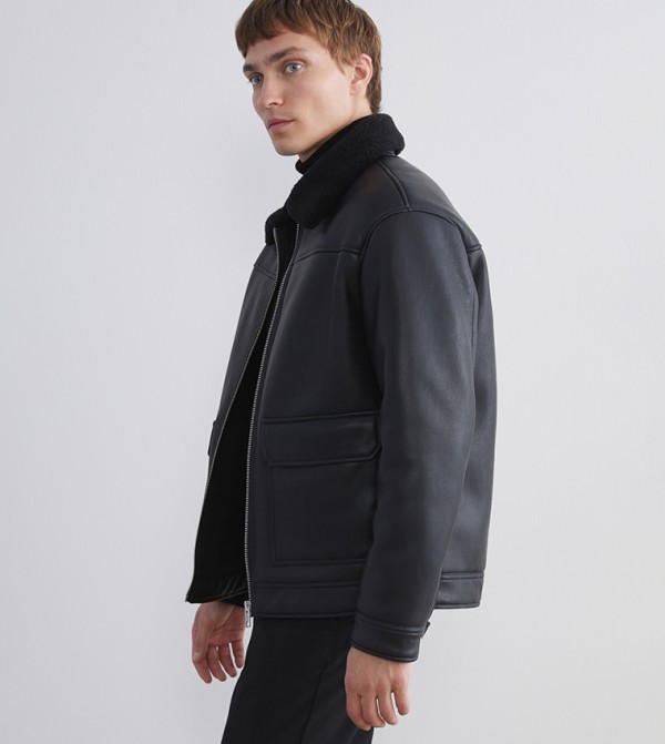 Faux Leather Long Sleeves Jacket