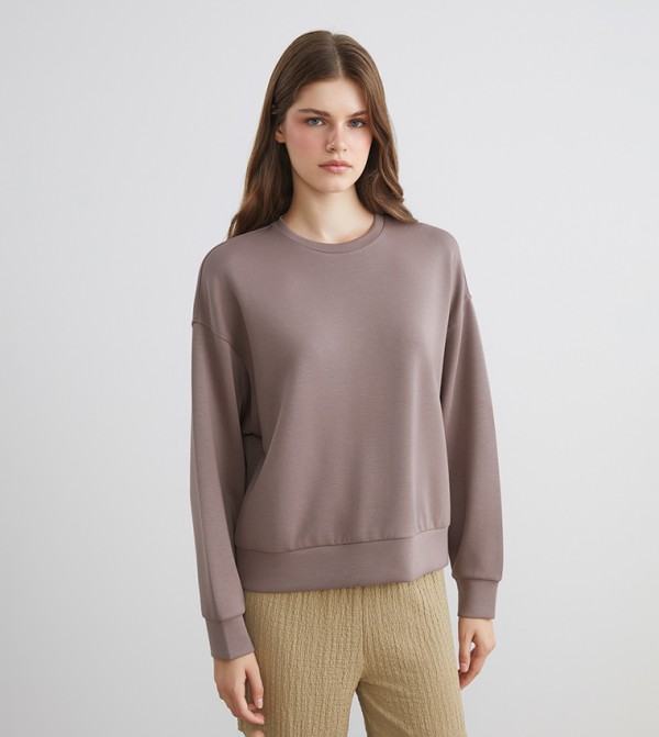 Solid Long Sleeves Oversized Sweatshirt