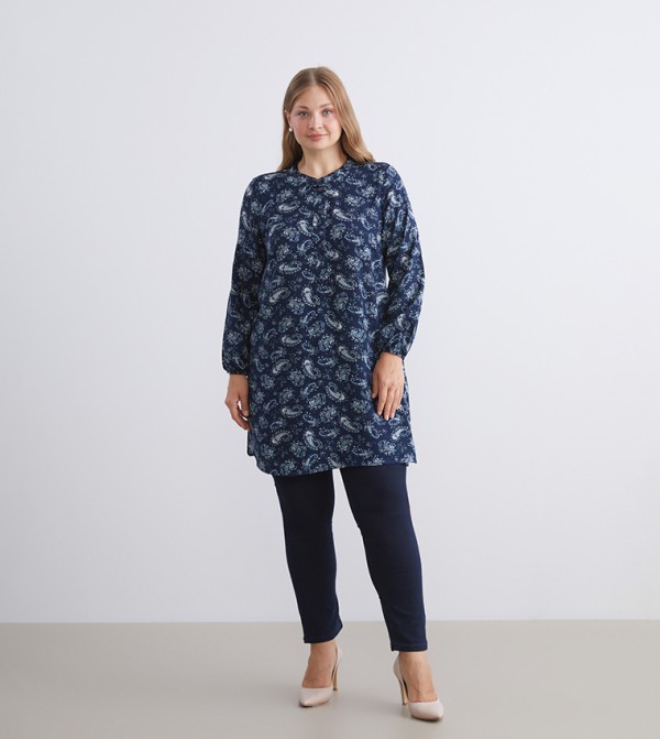 Printed Mandarin Collar Tunic