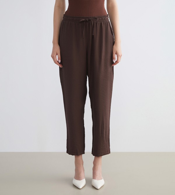 Drawstring Waist High Waist Trousers