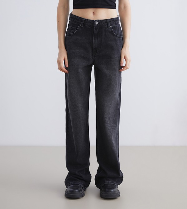 Faded High Waist Wide Leg Jeans