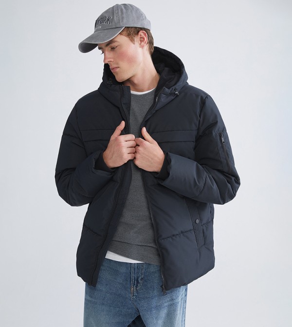 جاكيت رجالي بفر بهودي وسحاب كامل 