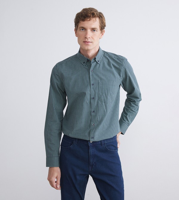 Plaid Regular Fit Long Sleeves Poplin Shirt