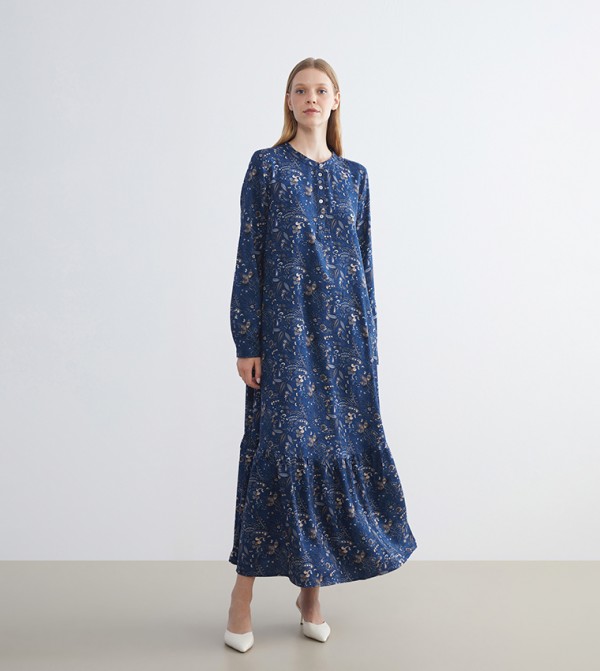 Floral Print Long Sleeves Midi Dress