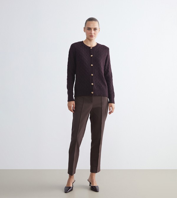 Solid Slim Fit Cigarette Pants