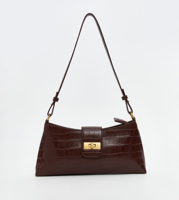 Croc Textured Shoulder Bag
