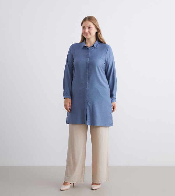 Solid Long Sleeves Shirt Tunic