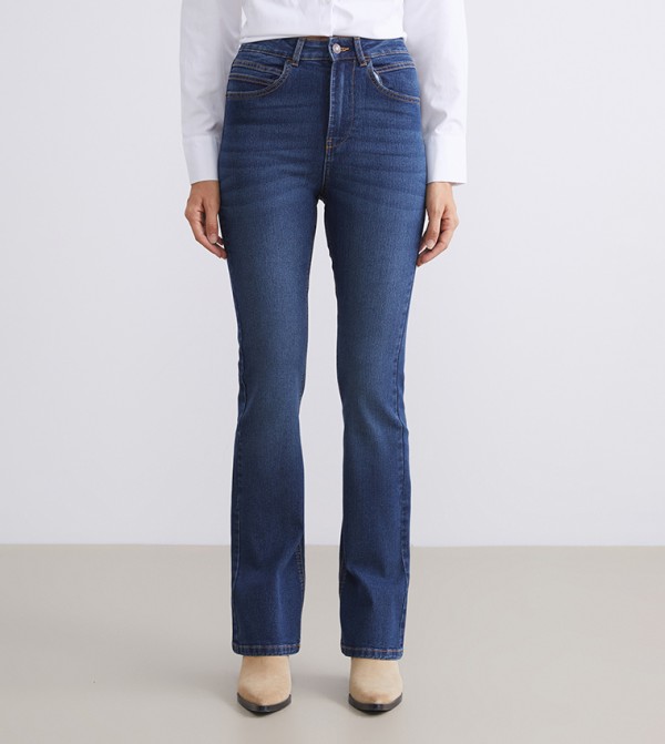 Washed High Waist Flared Jeans