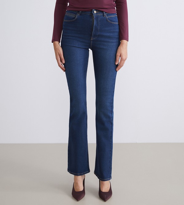 Washed High Waist Flared Jeans