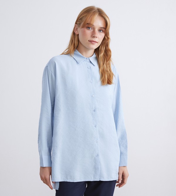 Crinkled Woven Shirt Tunic