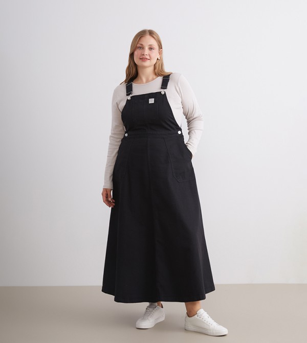 Washed Denim Pinafore Dress