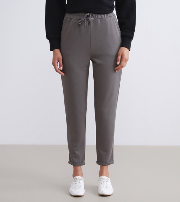 Drawstring Waist Slim Fit Trousers
