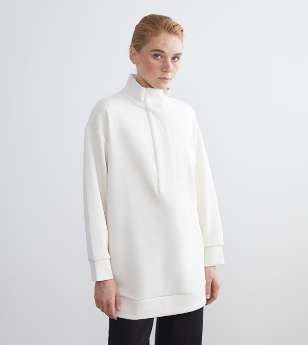 Solid Mock Neck Oversized Tunic