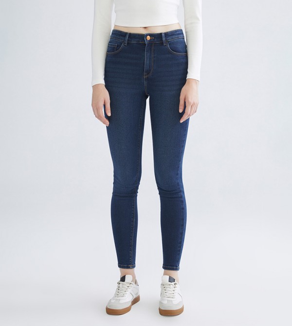 Washed High Waist Skinny Fit Jeans