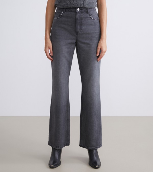 Washed High Waist Wide Leg Jeans