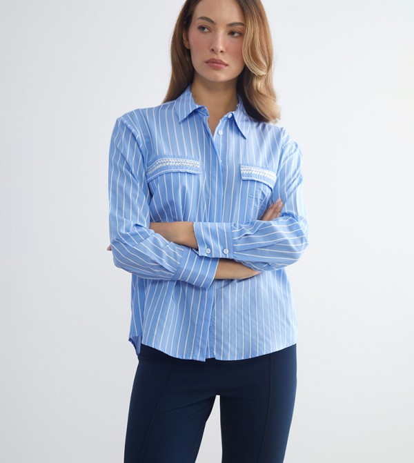 Striped Long Sleeves Poplin Shirt