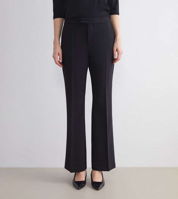 Solid High Waist Wide Leg Trousers