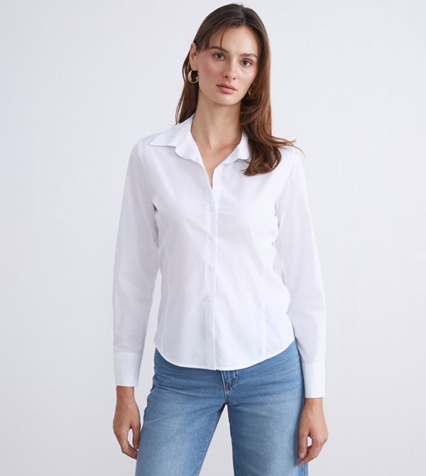 Solid Long Sleeves Poplin Shirt