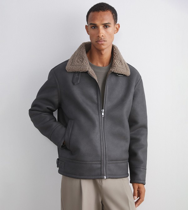 VISION Faux Leather Zip-Through Jacket