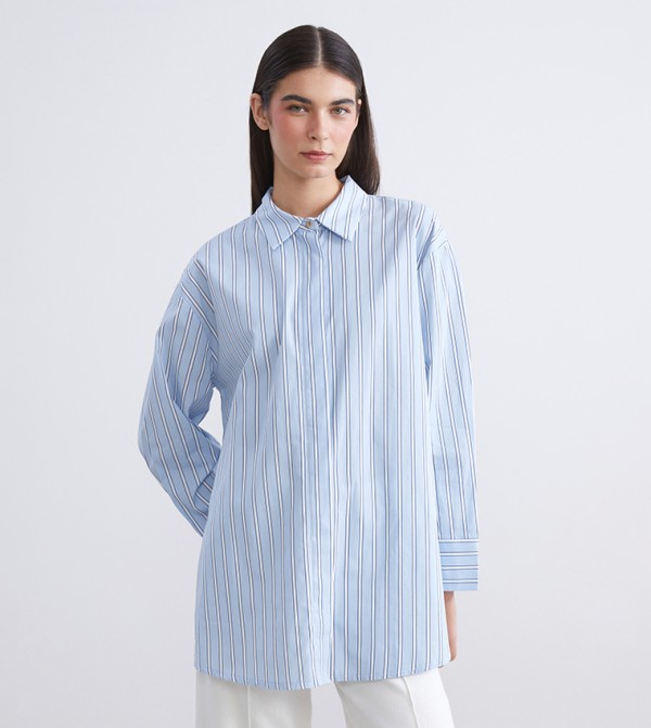 Striped Oversized Poplin Shirt Tunic