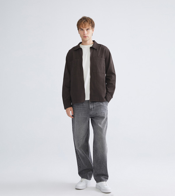 Washed Mid-Rise Straight Fit Jeans