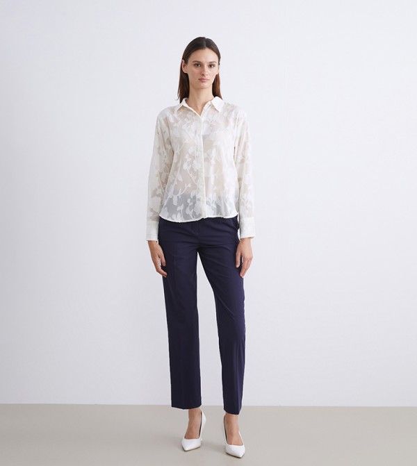 Washed Slim Fit Cigarette Trousers