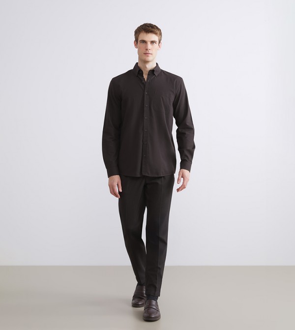 Solid Straight Fit Trousers