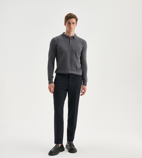 Solid Straight Fit Trousers