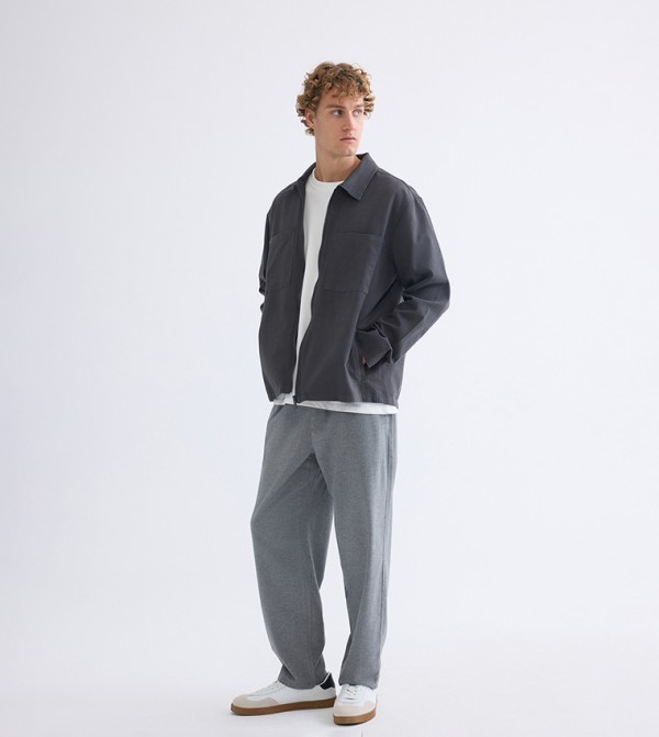 Solid Woven Relaxed Fit Trousers