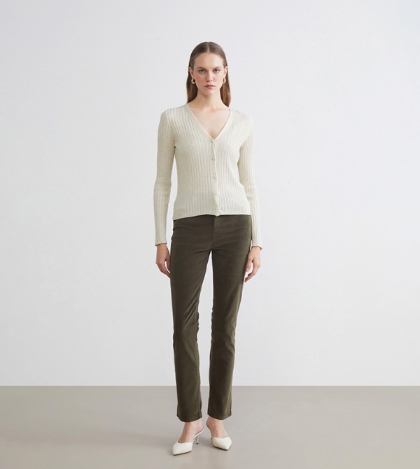 Solid Velvet Slim Fit Trousers