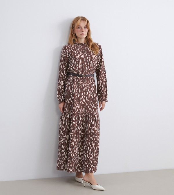 Printed Long Sleeves Maxi Dress