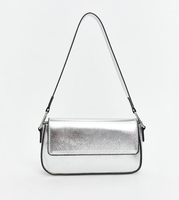 Metallic Zippered Shoulder Bag