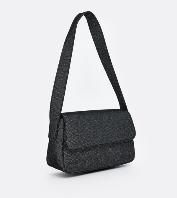 Solid Zippered Shoulder Bag