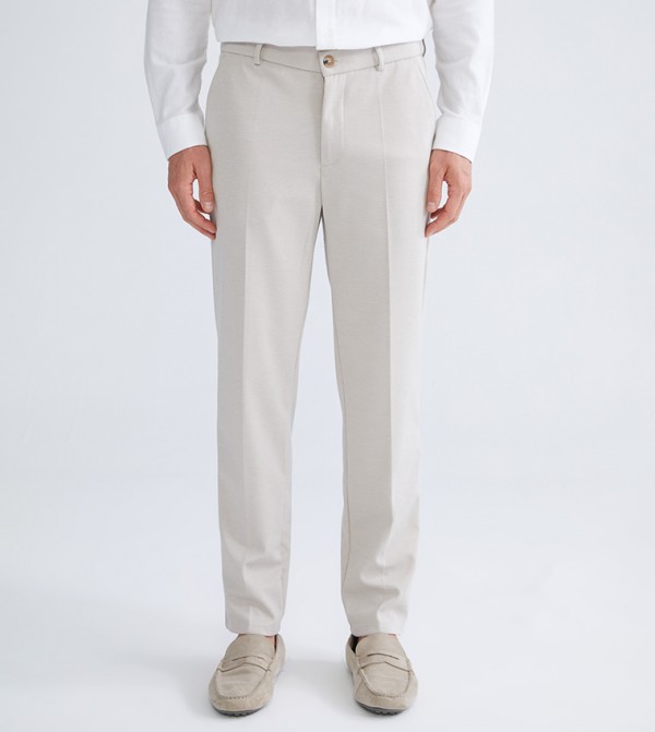 Solid Mid Rise Slim Fit Trousers