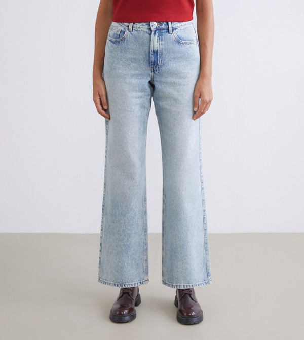 Washed High Waist Wide Leg Jeans