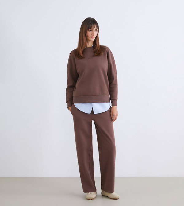 Solid Elastic Waist Thick Sweatpants