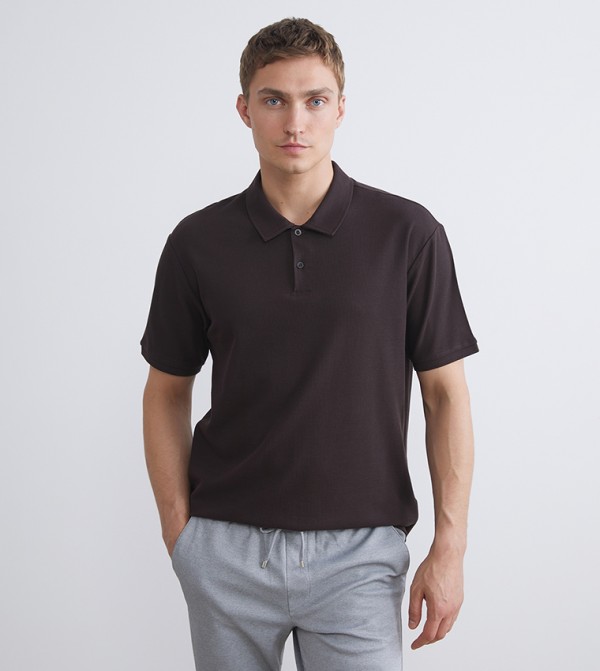 Ribbed Short Sleeves Polo T-Shirt