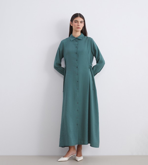 Solid Modal Blend Midi Shirt Dress