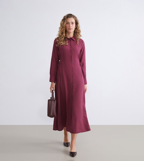 Modal Blend Long Sleeves Shirt Dress