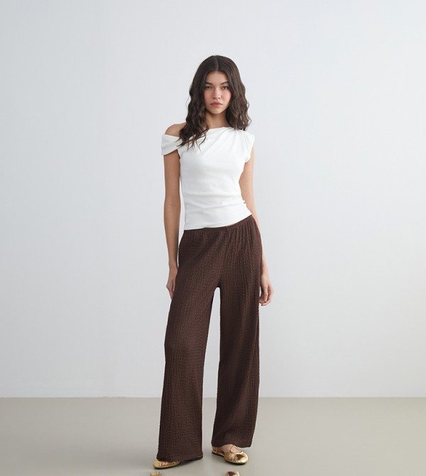 Textured Wide Leg Trousers