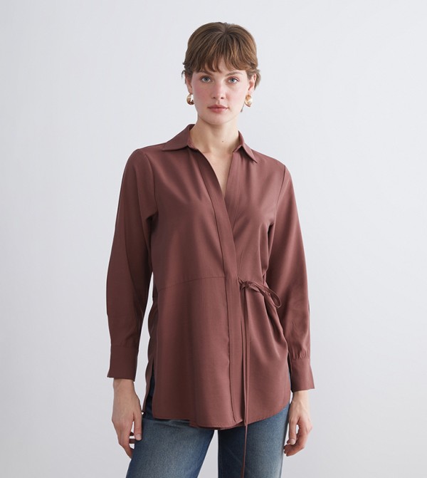 قميص تونيك كم طويل 