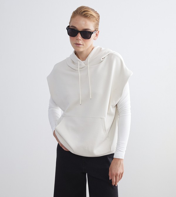 Solid Sleeveless Oversized Hoodie