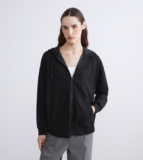 جاكيت أوفرسايز بسحاب وهودي 