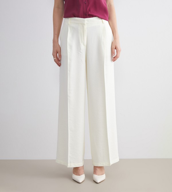 High Waist Pleated Wide Leg Trousers