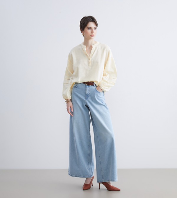 Solid Balloon Sleeves Top