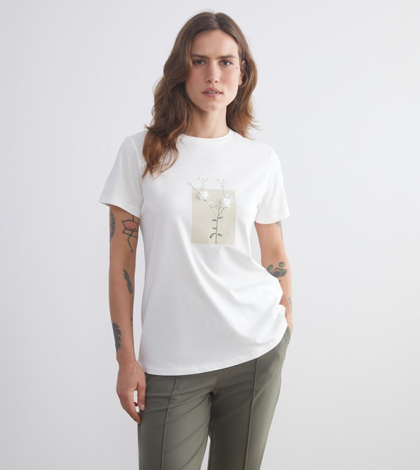 Appliqued Crew Neck T-Shirt